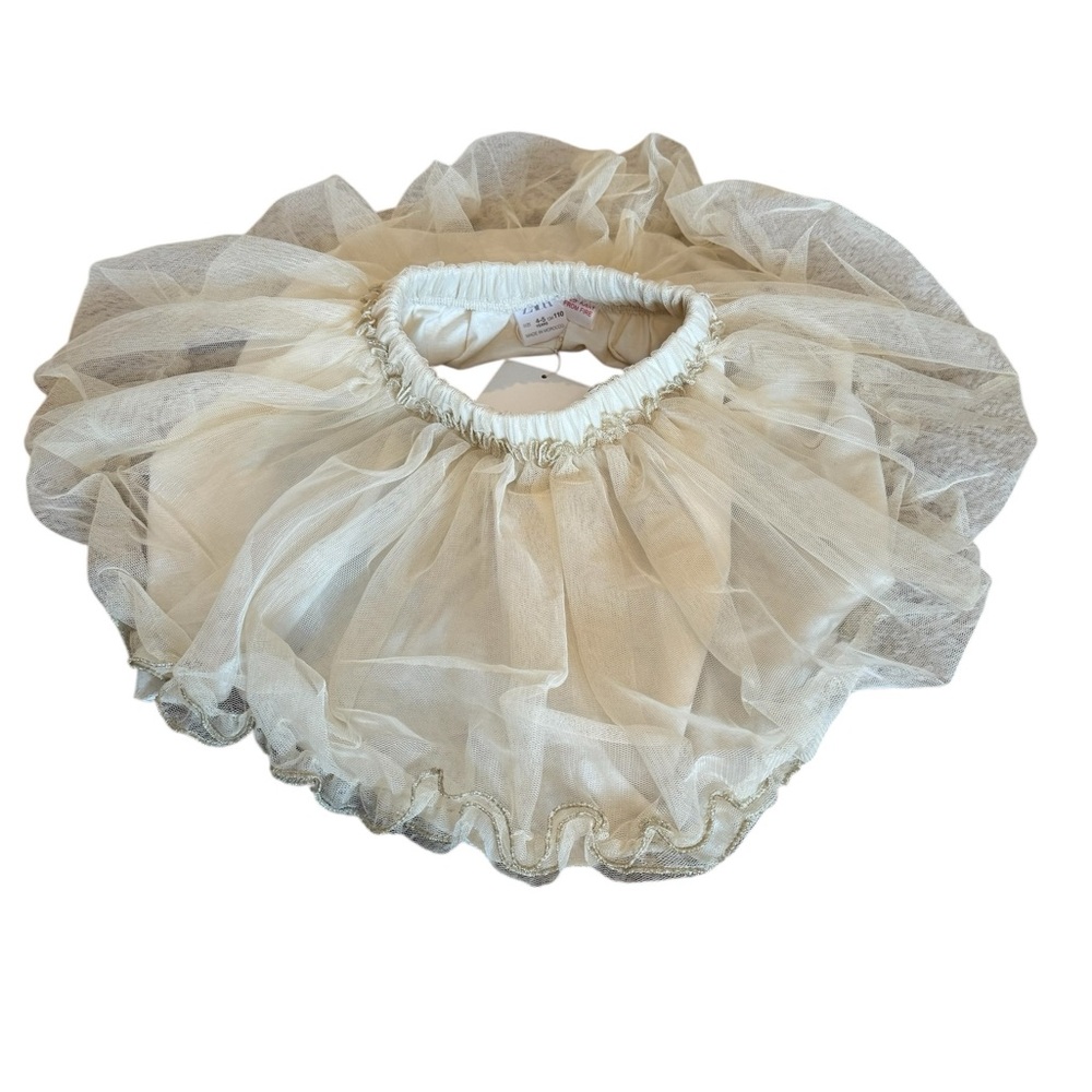 Zara Cream Tulle Skirt with Gold Trimming details for Girls. Enchanted skirt